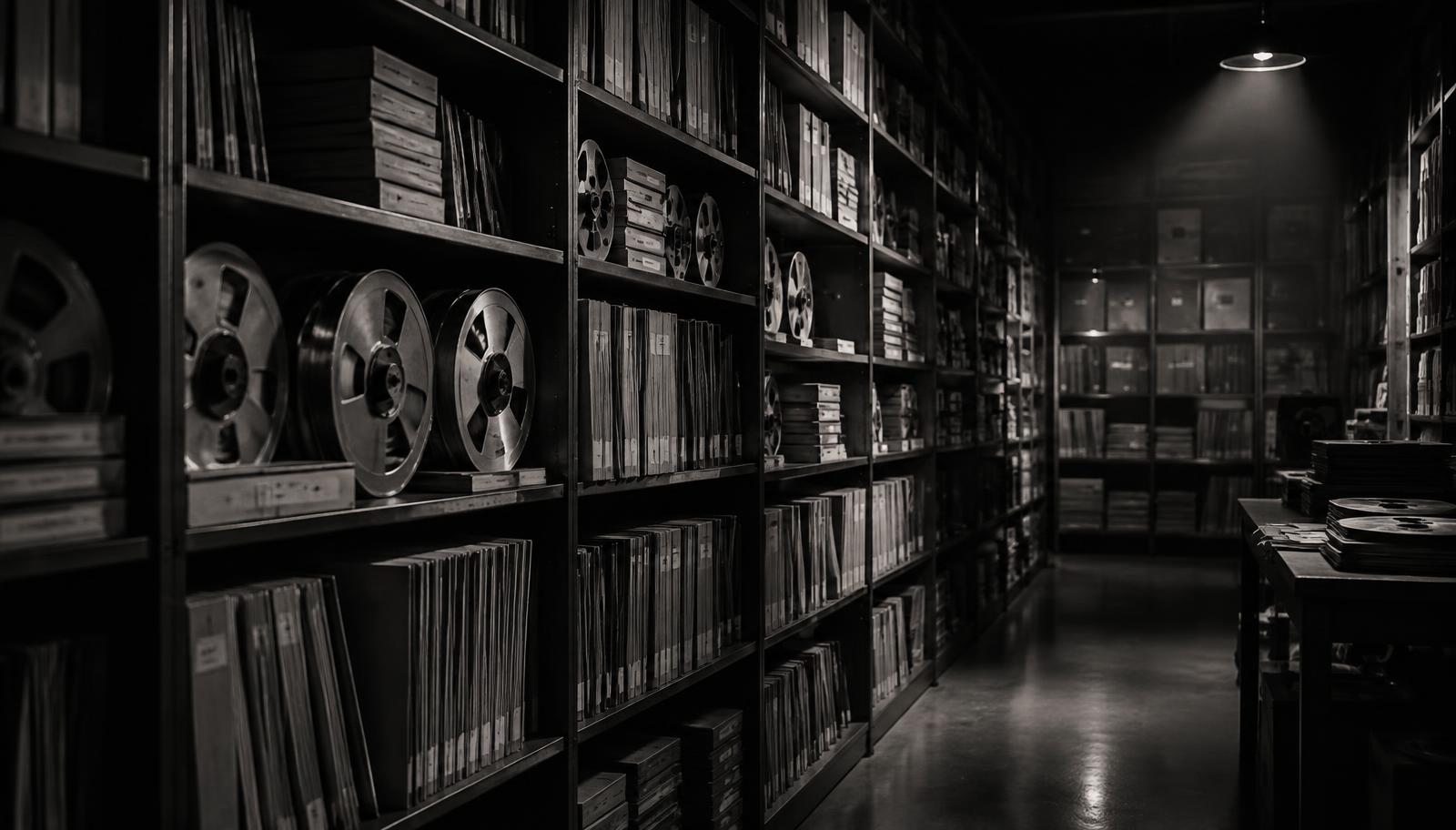 Archivo de cintas maestras y discos de un catálogo musical